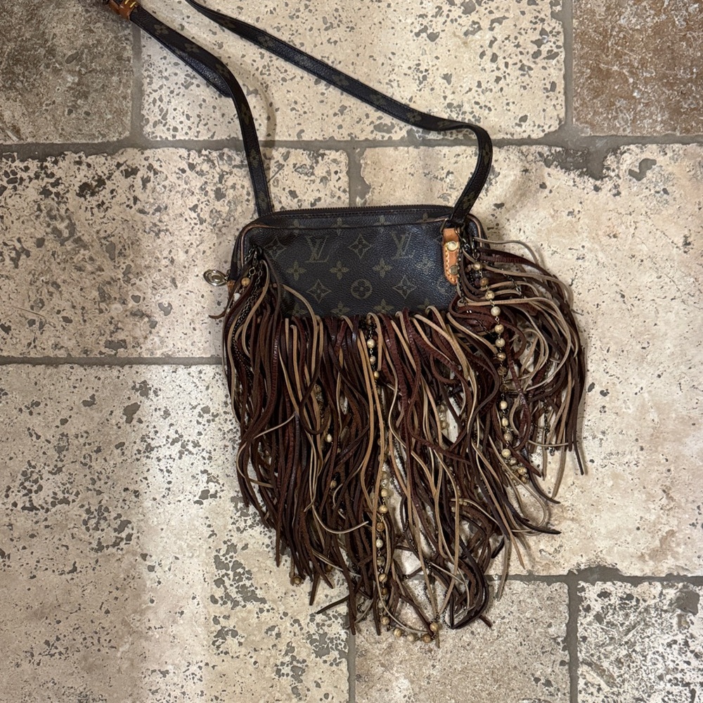 Louis Vuitton Brown & Tan Monogram Fringe Crossbody Bag